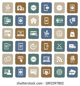 Online Shopping Icons. Grunge Color Flat Design. Vector Illustration.