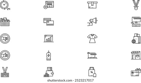 Online shopping icons High-Quality Vector Icons Collection with Editable Stroke. Ideal for Professional and Creative Projects.