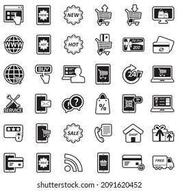Online Shopping Icons. Line With Fill Design. Vector Illustration.