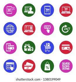 Online Shopping Icons. Set 2. White Flat Design In Circle. Vector Illustration.