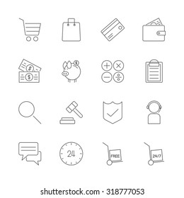 online shopping icons set