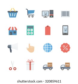 online shopping icons set