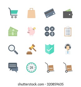 online shopping icons set