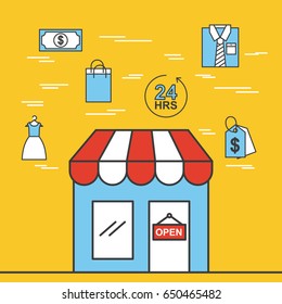 online shopping icons set