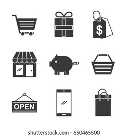 online shopping icons set
