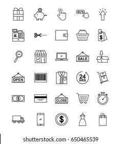 online shopping icons set