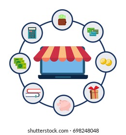 online shopping icons set