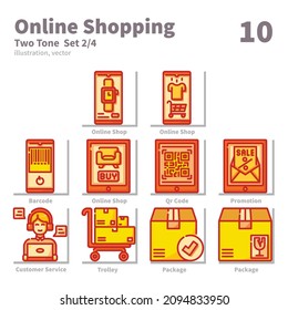 Online Shopping icons set, Two Tone, vector and illustration set 2