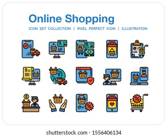 Online Shopping Icons Set. UI Pixel Perfect Well-crafted Vector Thin Line Icons. The illustrations are a vector.