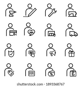 Iconos de compras en línea configurados. Vector