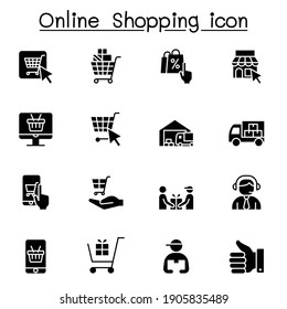 Iconos de compras en línea conjunto ilustración vectorial diseño gráfico