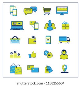 Online shopping icons. Vector icons