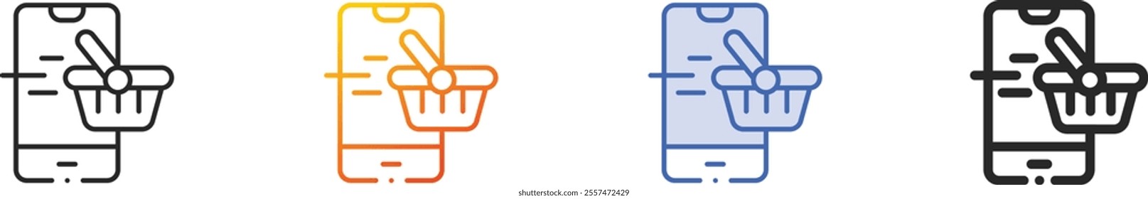 online shopping icon.Thin Linear, Gradient, Blue Stroke and bold Style Design Isolated On White Background