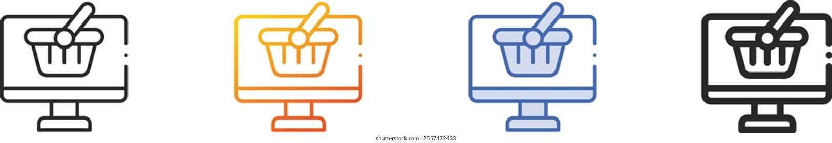 online shopping icon.Thin Linear, Gradient, Blue Stroke and bold Style Design Isolated On White Background