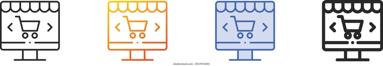 online shopping icon.Thin Linear, Gradient, Blue Stroke and bold Style Design Isolated On White Background