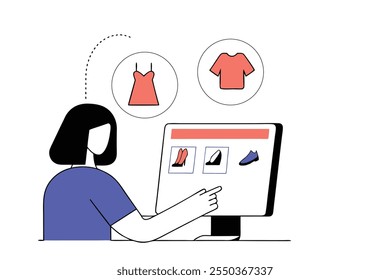 Online shopping idea for web store, Social media, mobile apps, print media, background 