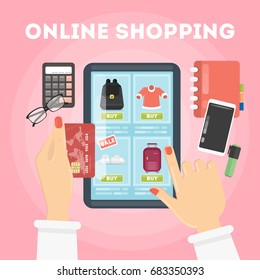Online shopping illustration.