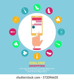 Online shopping illustration banner and poster design