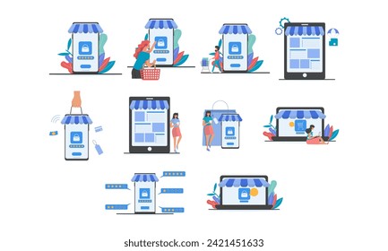 Online Shopping Illustration Element Set