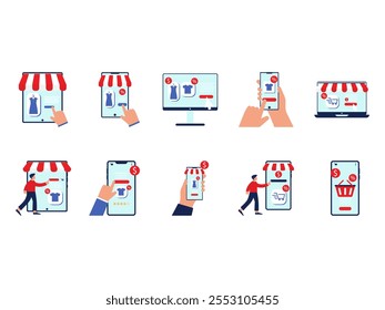 Online Shopping Illustration Element Set