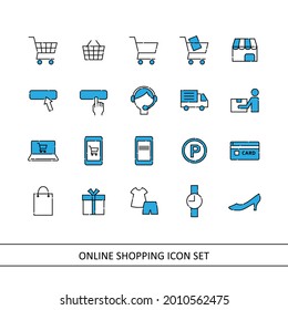 Online shopping illustration icon set (white background, vector, cut out)
