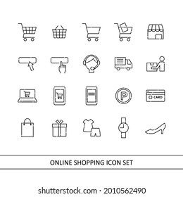 Online shopping illustration icon set (white background, vector, cut out)