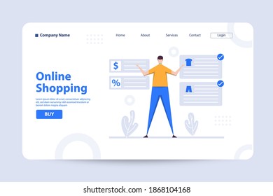 online shopping illustration landing page design