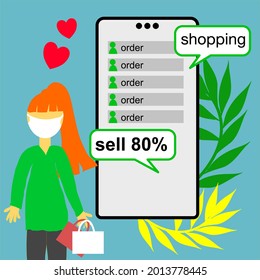 Online-Shopping-Vektorgrafik für Werbung
