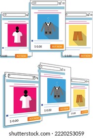 Online-Shopping-Schnittstelle mit Männertuchauswahl 