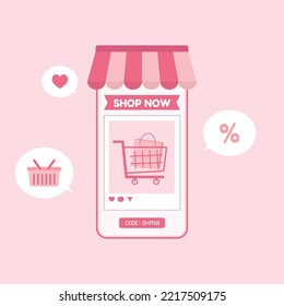online shopping interface for mobile, vector illustration