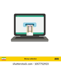 Online shopping. Iranian rial banknote. E-commerce platform concept vector illustration.

