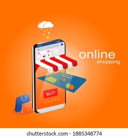 Tecnología aislada de compras en línea para pedir diseño vectorial.conversación telefónica para confirmar pedidos.