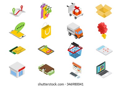online shopping - isometric icon set