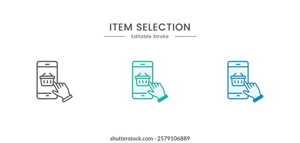 Online shopping item selection vector icon. Select product, click, inventory control, selecting, product outline icon. 