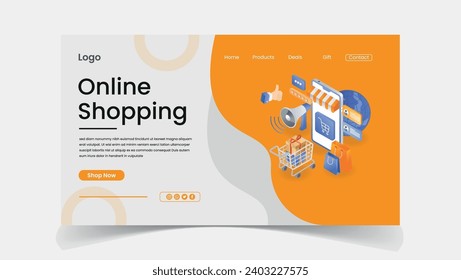 Online shopping landing page design web ui ux design template