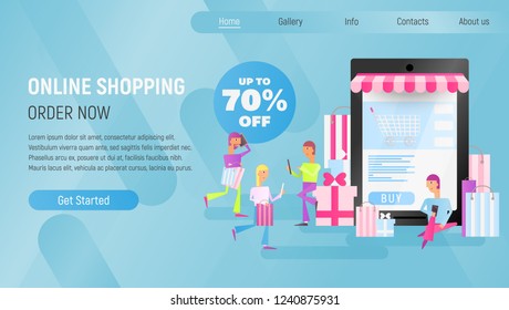 Online Shopping Landing Page Ecommerce Concept Stock Vector (royalty 