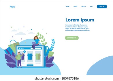 online shopping landing page, ecommerce business, home page, website landing page, vector(eps-10)