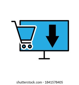 Online shopping landing page flat icon. Design template vector