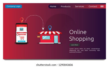 Online shopping landing page. Premium quality. Modern concept for web banners, websites, infographics, printed materials. flat style web landing page.