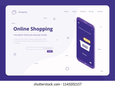 Online Shopping Landing Page Smartphone Vector Illustration UI UX
