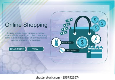 Online shopping landing page website illustration vector flat design