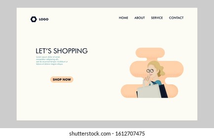 Online shopping landing page website illustration vector flat design