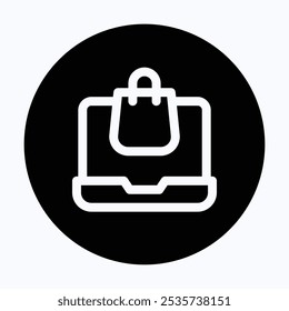 Online Shopping, Laptop, Shopping Bag Vector Icon, 