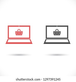 online shopping, laptop  and  cart icon, Vector  Eps 10 