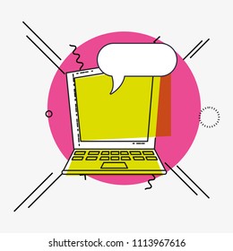 online shopping with laptop pop art style