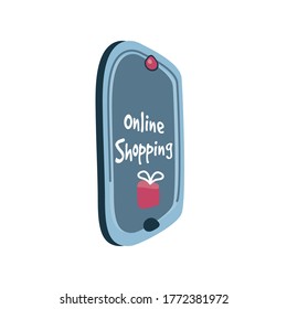 online shopping, lettering about online shopping vector illustration design