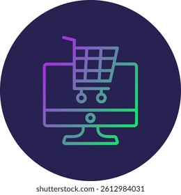 Online Shopping Line Circle Gradient Style