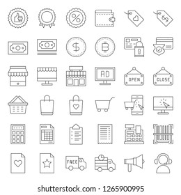 Online shopping line design icon set, editable outline