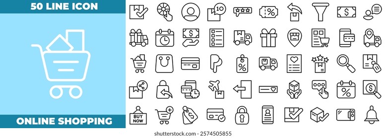 Online Shopping Line Editable Icons set. Vector illustration in modern thin line style of online shopping icons: E-Commerce, Shop, Online Shopping, etc