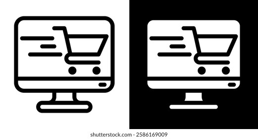 online shopping line and glyph icon, outline and glyph vector sign, linear and glyph style pictogram isolated on white and black. ecommerce symbol, logo, icon, illustration